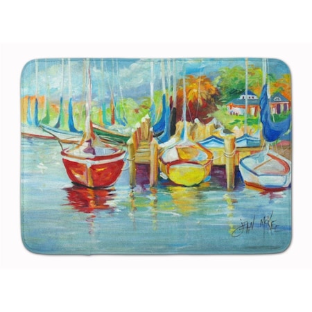 Carolines Treasures On the Dock Sailboats Machine Washable Memory Foam Mat JMK1070RUG